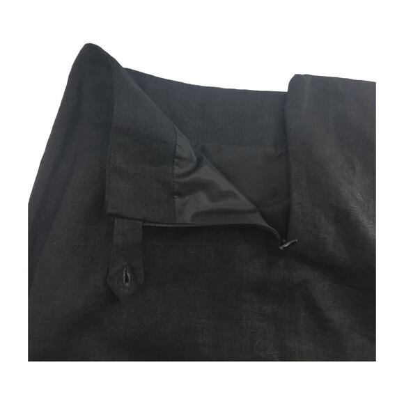 Tribeca Studio Black Linen Pencil Skirt Embroidered Hem Size 10P Lined Workwear - Picture 5 of 11